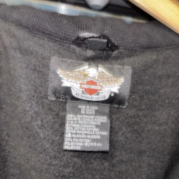 Harley Davidson Jacket Men Coat 2XL Gray Removable Vest Hoodie Embroidered Zip